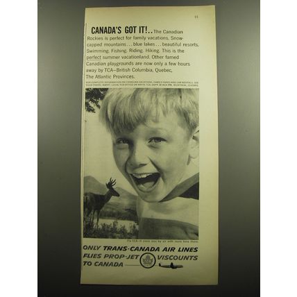 1958 TCA Trans-Canada Air Lines Advertisement - Canada's got it!