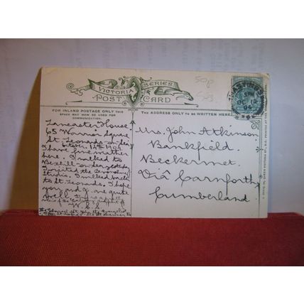 INSIDE, ST. JOHN'S CHURCH, ST. LEONARDS-ON-SEA, SUSSEX. used postcard 1904 pm =