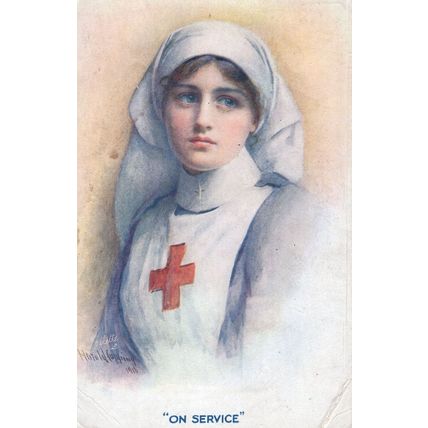 Red Cross Nurse On WW1 Military Service Old War Postcard