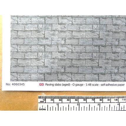 Papier autocollant dalles de pavage pour O gauge-échelle 1:48-A4