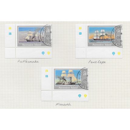 ASCENSION ISLAND 1986 QE2 ROYAL NAVY SHIPS SET CYL Nos Q MARKS SELVEDGE COPIES