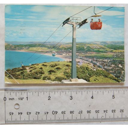 1974 postcard Chair lift & Bay from Great Orme, Llandudno