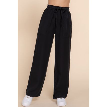 Elastic Waist Tencel Long Pants