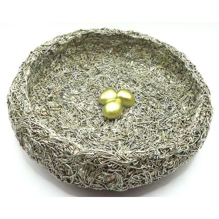 Golden Birds Nest Ornament with Three Golden Eggs 5.5 CM Gift Easter Eggtastic!