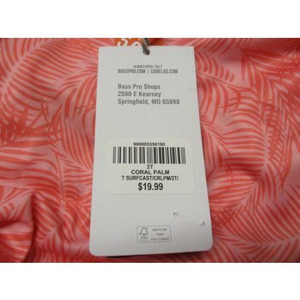 World Wide Sportsman Hooded Girls T-Shirt Coral Palm T Surfcast/CRLPM/2T