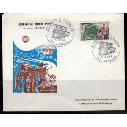 ZAYIX Trains / Railroads - 1969 France FDC Maubeuge Paris Railway 032322SM66
