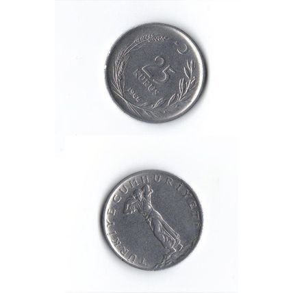 Moneta Turkia - 25 Kurus del 1966