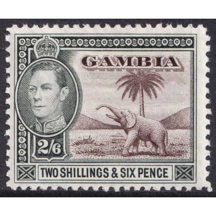 Gambia KGVI 1938-46 2s6d Sepia Dull Green Elephant SG158 Mint MH