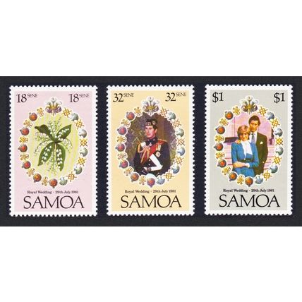 Samoa Charles and Diana Royal Wedding 3v 1981 MNH SG#599-601 Sc#558-560