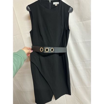 Calvin Klein Women's Black Sleeveless Sheath Dress Size 10 Belted