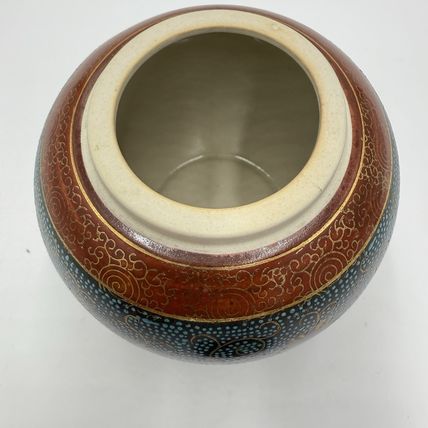 Antique (1890-1920) Asian Satsuma Ware Stamped Handmade Japan Pottery Ginger Jar