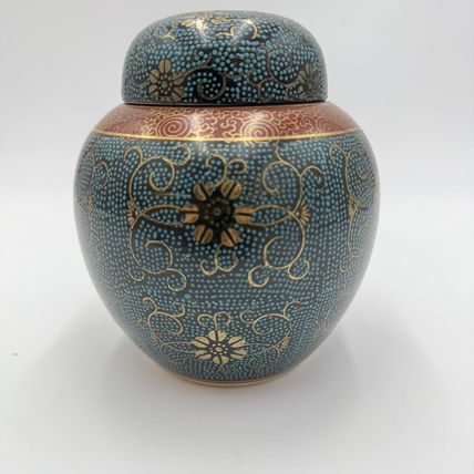 Antique (1890-1920) Asian Satsuma Ware Stamped Handmade Japan Pottery Ginger Jar