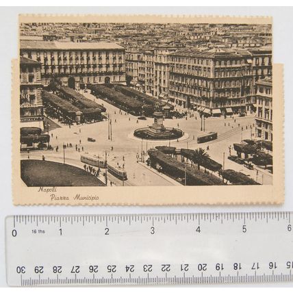 1943 postcard Piazza Municipio, Naples, Italy