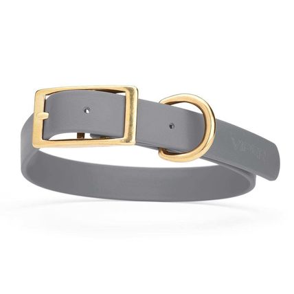 Dog Pet Collar with Brass Hardware Size XL W 1” L 22” - 25” Battleship Gray