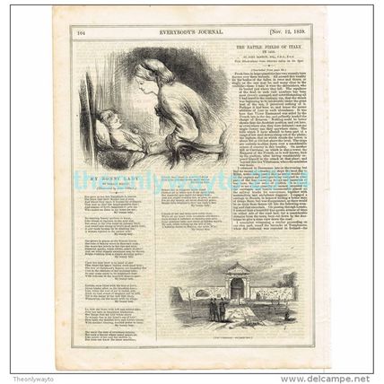 MY BONNY LADY, ILLUSTRATED POETRY, MAGAZINE ILLUSTRATION/PRINT, c1859
