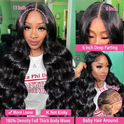 13X6 Body Wave Lace Front Wigs Human Hair Pre Plucked HD Transparent Lace Fronta