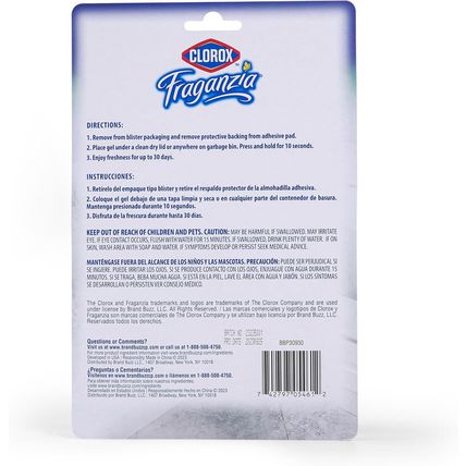 Clorox Fraganzia Adhesive Garbage Can Air Freshener Gel, Lavender with Eucalyptu