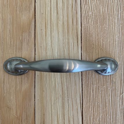 2 Drawer Pulls Dual Mount Shell Pull Satin Nickel Flower Curve Arch Bow Cabinet