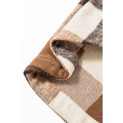 Light French Beige Flannel Plaid Double Flap Pocket Shacket