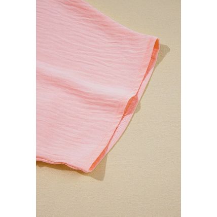 Pink Textured Half Sleeve V Neck Plus Size T Shirt with Chest Pocket
