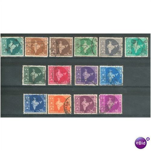 India stamps 1957-58 - Map Of India Set - used (2)