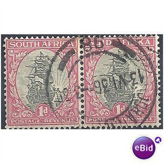 South Africa 1930 SG43 1d Black & Carmine Fine Used Pair.