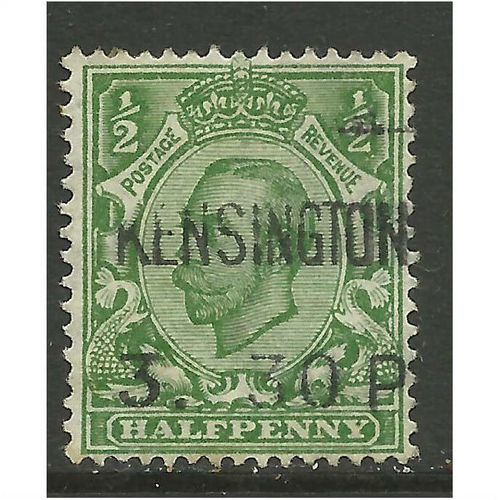 GB 1912 KGV 1/2d Green Wmk 103 SG 347 Kensington Pmk.(T701 )