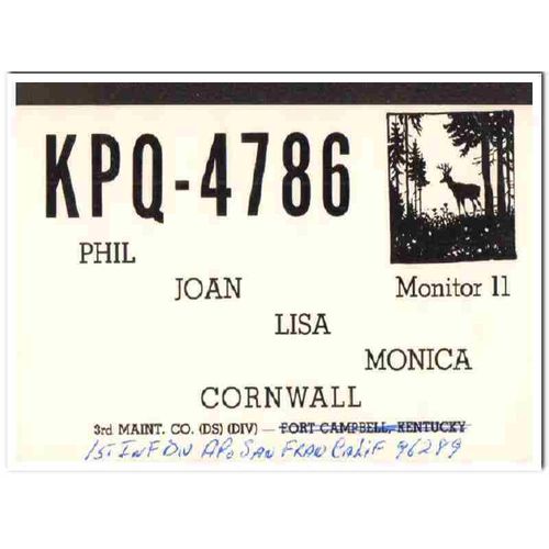 kpq-4786 phil cornwall san francisco ca 1960s cb qsl vintage postcard