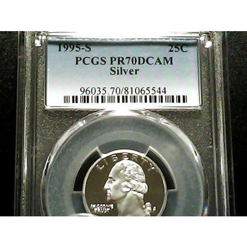 1995-S Silver Proof Quarter PCGS PR70DCAM Deep Cameo