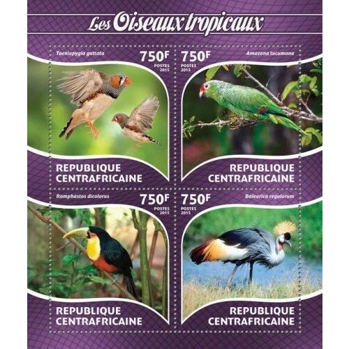CENTRAL AFRICA 2015 SHEET MNH TROPICAL BIRDS OISEAUX PARROTS PERROQUETS AVES