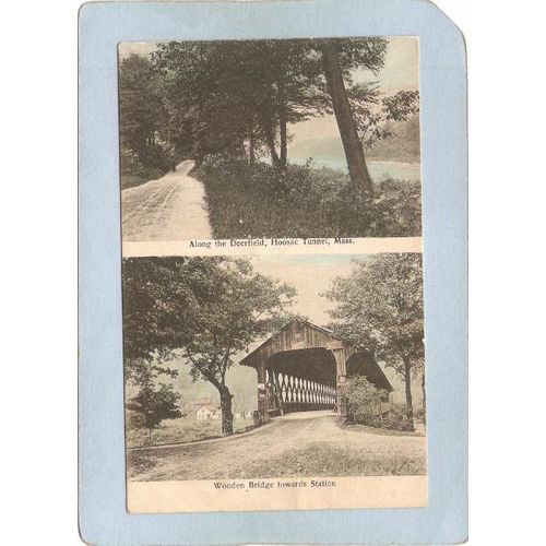 MA Hoosic Tunnel Covered Bridge Postcard Along The Deerfield Hoosac Tunnel~210