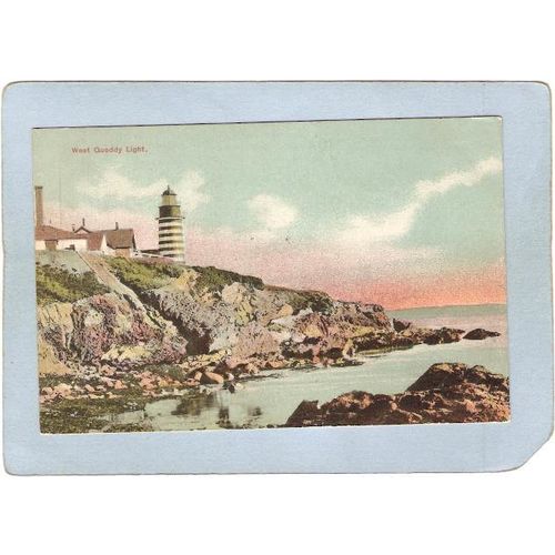 ME West Quoddy Head Lighthouse Postcard West Quoddy Head Light lighthouse_~392