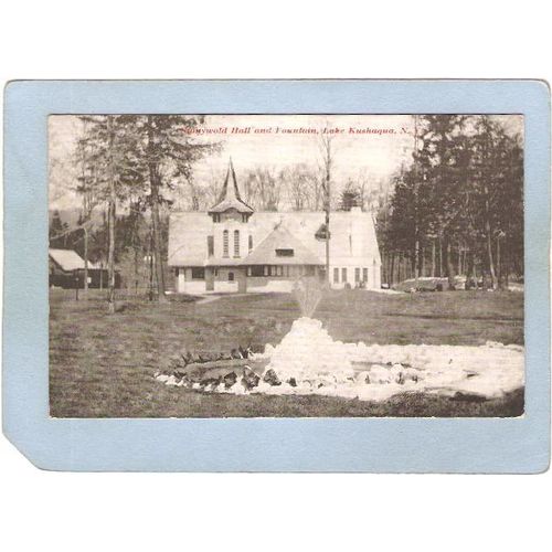 New York Lake Kushaqua Stonywold Hall & Fountain ny_box5~1804