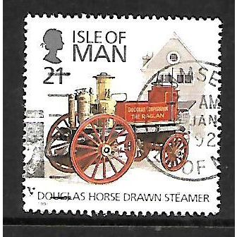ISLE OF MAN 1991 FIRE ENGINES 21p HORSE DRAWN STEAMER 1909 486 FINE USED