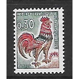 FRANCE 1962 GALLIC COCK 30c RED GREEN & BROWN SG 1562a M MINT#