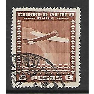 CHILE 1934 AIR 6p BROWN NORTHROP ALPHA MONOPLANE SG 249 FINE USED#2