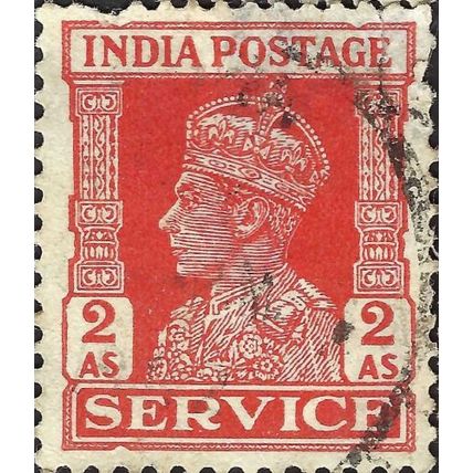 INDIA, King George VI, official, red-orange 1939, 2anna, #2