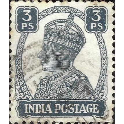 INDIA, King George VI, Imperial Crown of India, slate 1941, 3pies, #2