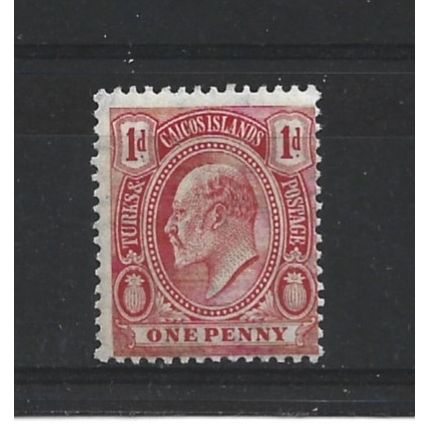 Turks&Caicos.SG118 1d Red.Mounted Mint.Aug24b