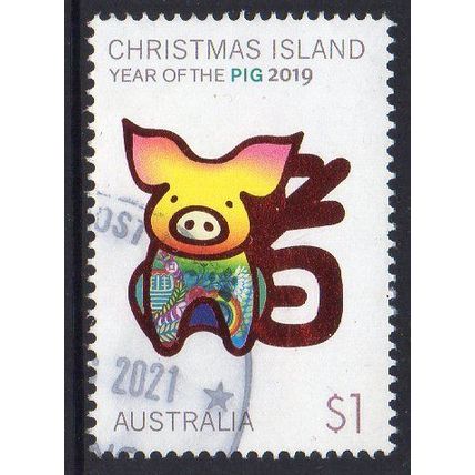 Christmas Island 2019 Year of the Pig $1 Used