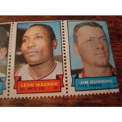 1969, Topps Stamps, Strip of 4 Stamps, WYNN/WAGNER ++