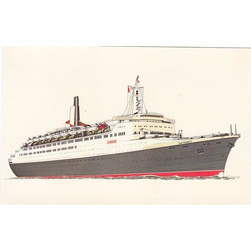 Artist Drawn Queen Elizabeth 2 Ocean Liner Shipping Postcard (S12052)