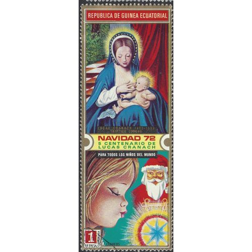 EQUATORIAL GUINEA, CHRISTMAS, Cranach, Tryptych, red 1972, 1pta