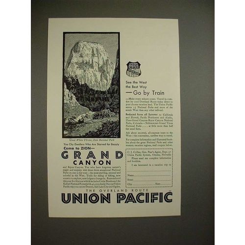 1930 Union Pacific Railroad Ad - Great White Throne