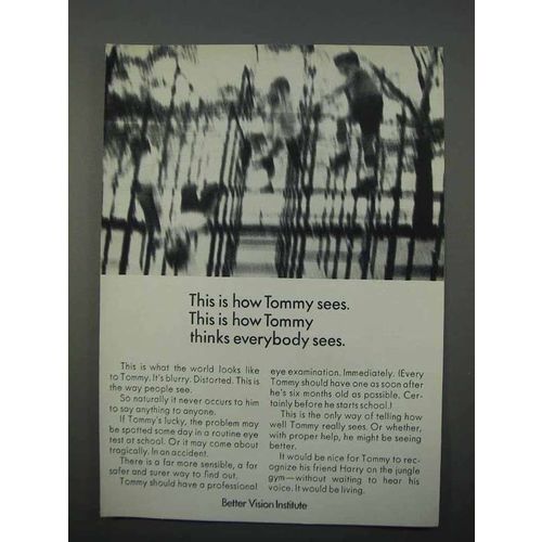 1966 Better Vision Institute Ad - How Tommy Sees
