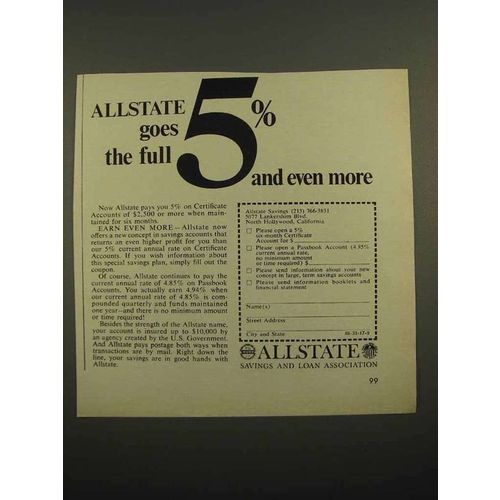 1966 Allstate Savings and Loan Association Ad - Full 5%