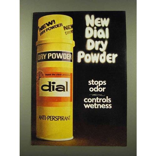 1973 Dial dry Powder Anti-Perspirant Ad - Stops Odor