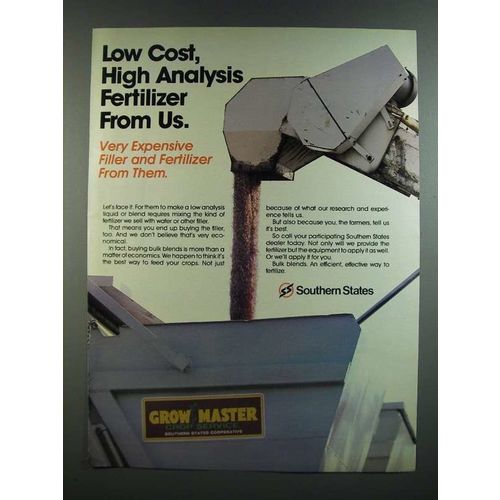 1986 Southern States Grow Master Crop Service Ad - High Analysis