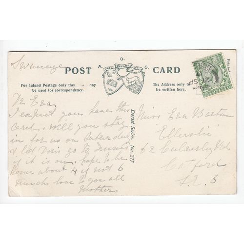 Swanage Church 1917 Postcard Dorset 217