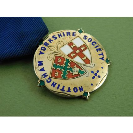 Vintage Silver Gilt & Enamel Medal Nottingham Yorkshire Society Past President